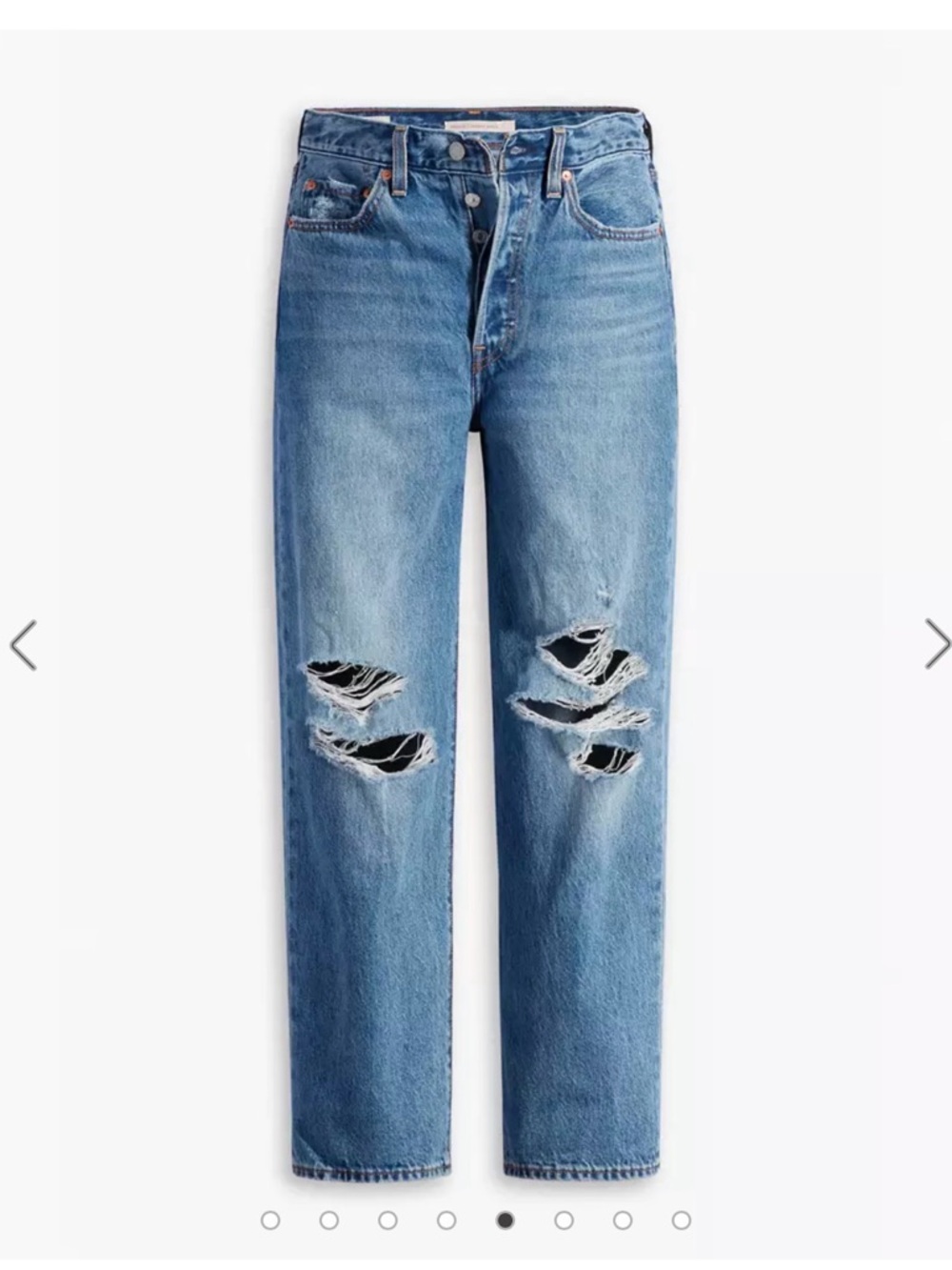 Levi's Cropped Distressed Straight Jeans in Light Blue - Picture 5 of 7